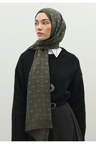 Fresh Oslo Cotton Flower Jacquard Shawl Dark Gray