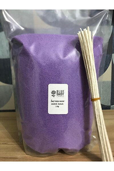BlueDaisyCandle 1 Kg MENEKŞE MORU GUAVA kokulu Inci Tozu Mum ( 25 Adet 20 Cm Fitil Ile ) Toz Mum , Kum Mum