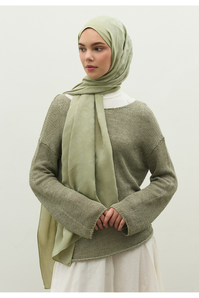 Fresh Oslo Cotton Flower Jacquard Shawl Mint Green