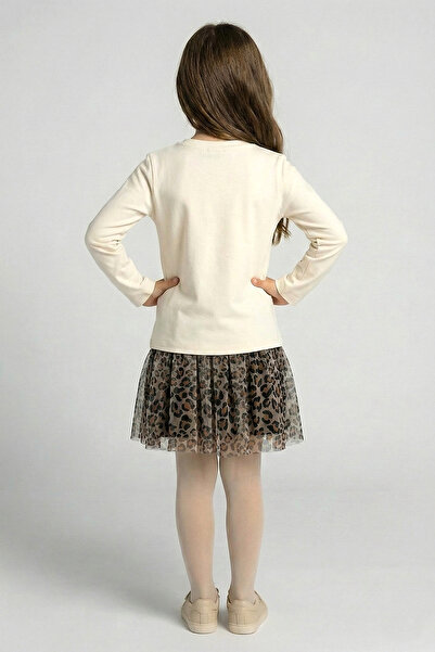 Dmb Girl's Leopard Tutu Skirted Heart Printed Set