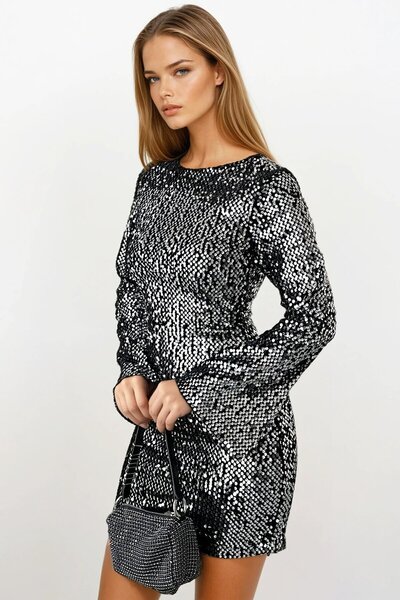 VAGGON Μίνι φόρεμα με φερμουάρ και παγιέτες