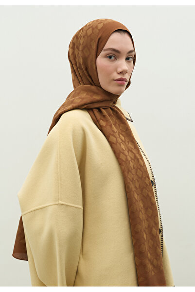 Fresh Oslo Cotton Flower Jacquard Shawl Walnut