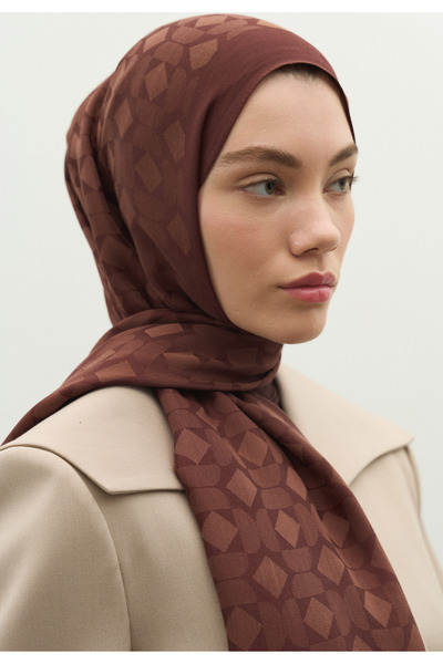 Fresh Oslo Cotton Flower Jacquard Shawl Tree Bark