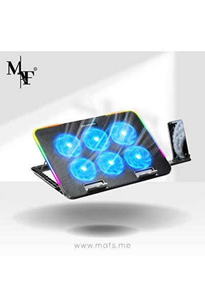 M.A&F's Laptop Cooler Pad with 6 Quiet Fans, Blue, for Laptops 11-17.3 Inch, Adjustable Height, No L