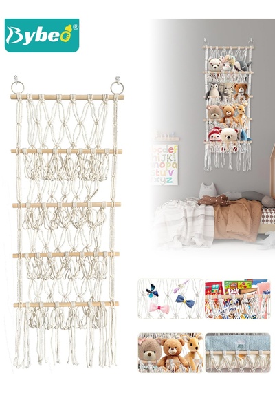 BYBEO 4 Layer Toy Net Organizer, Stuffed Animal Toy Hammock, Plush Toy Hanging Storage Net, Wall Hanging D