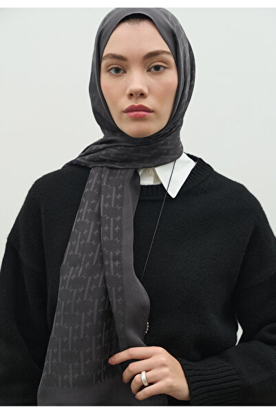 Freshscarfs Monogram Cotton Flosh Jacquard Shawl Smoked