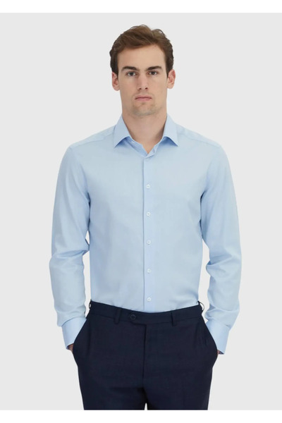 Ramsey Blue Striped Regular Fit Woven Classic Cotton Blended Shirt