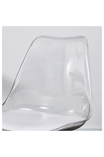 NKX Computer Chair Light Luxury White Transparent Back and Grey Cushion Style with Thickened Nylon Legs