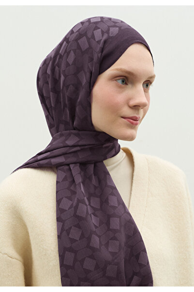 Fresh Oslo Cotton Flower Jacquard Shawl Eggplant Purple