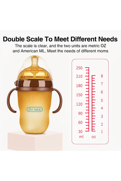 dr.Isla 250ml Baby Bottle With Handle Anti-Choking Nano Silver Antibacterial For 6+ months Baby