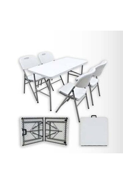 AL ELMAM ALSHAMEL TRADING COMPANY White Fiber Round Dining Set 122 x 60 cm with 4 Chairs