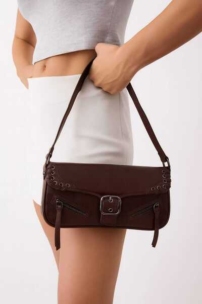 Timburly Σκούρο καφέ μίνι/μικρή γυναικεία τσάντα χειρός και ώμου City με λεπτ...