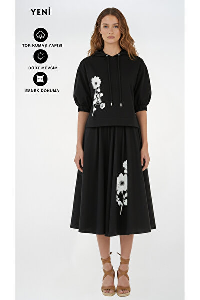 FARREN Women's Black Two-Piece Set – Aura Fit |   Flexible Weaving |   Tok Fabric Structure |   Daily Elegance