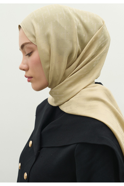 Freshscarfs Monogram Cotton Flosh Jacquard Shawl Sand