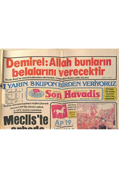 Gökçe Koleksiyon Son Havadis Gazetesi 11 Şubat 1979 - İranda Çatışmalar Orduy...
