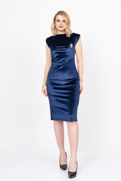 MissVina Velvet Sculpt Draped Evening Dress – Kadife Drapeli Premium Gece Elbisesi 50348