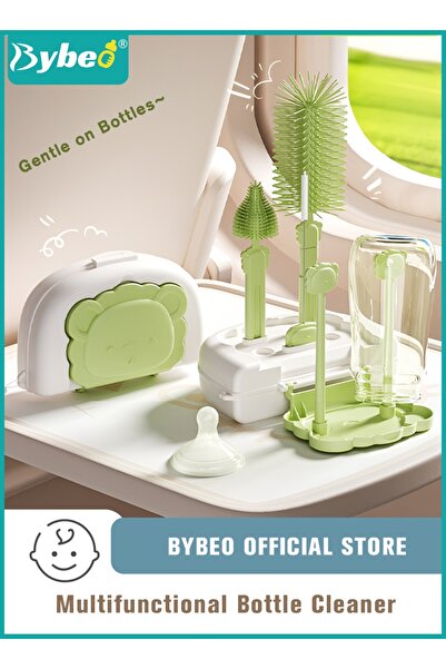 BYBEO مجموعة فرشاة تنظيف زجاجات الأطفال 6 في 1، مجموعة فرشاة تنظيف زجاجات الأطفال للسفر مع فرشاة زجاجات من السيليكون