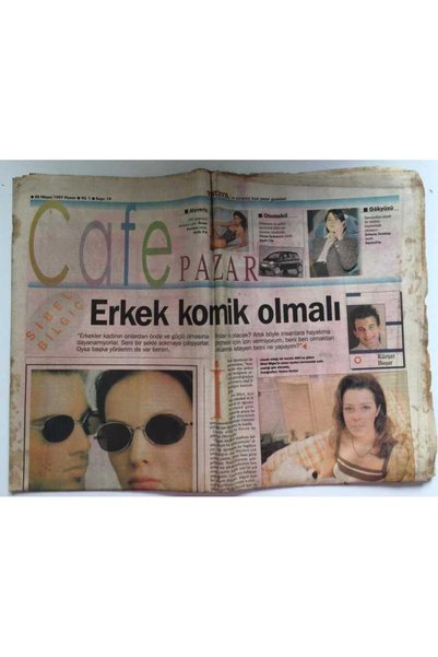 Gökçe Koleksiyon Yeniyüzyıl Gazetesi Cafe Pazar Eki 20 Nisan 1997 - Sibel Bil...