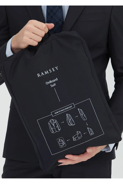 Ramsey Black Micro Modern Fit Wool Blended Suit
