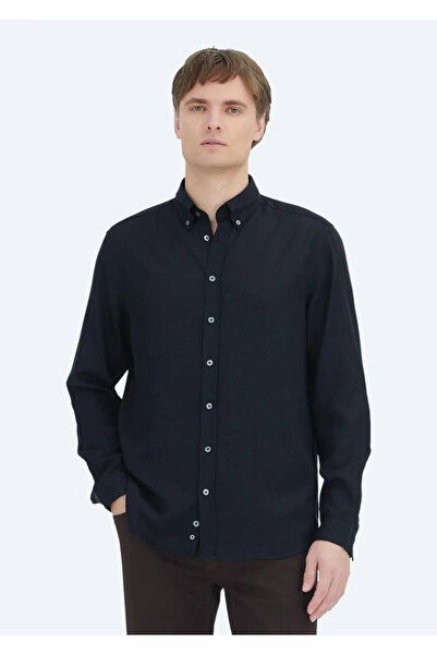 Ramsey Black Plain Woven Casual Shirt