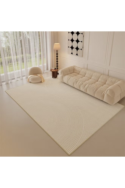 NKX سجادة ناعمة بسيطة كريمية كبيرة الحجم 200×340 سم (مصنوعة من مخمل حلقي ثلاث...