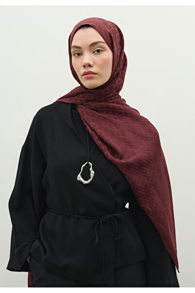 Freshscarfs Monogram Cotton Flosh Jacquard Shawl Plum Rust