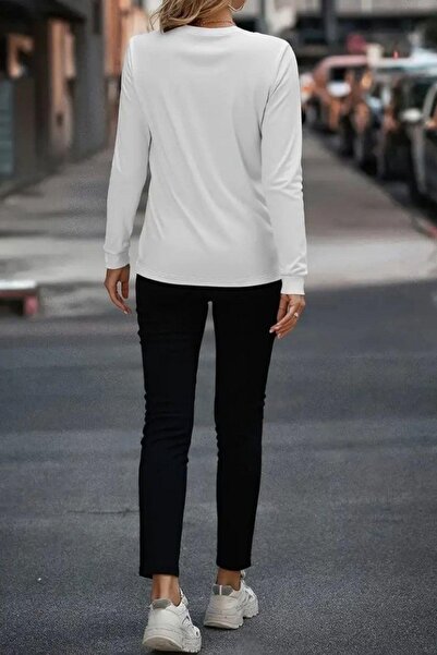 Mossta Set din două piese: bluză cu mâneci lungi și buzunare și pantaloni cu dungi laterale - alb