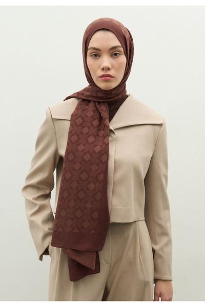 Fresh Oslo Cotton Flower Jacquard Shawl Tree Bark