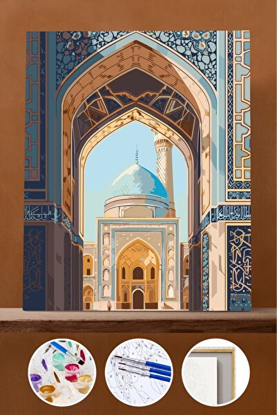 Pastelya Sayılarla Boyama Seti Çerçeveli Kasnaklı Görkemli Camii 50x65 cm KY ...