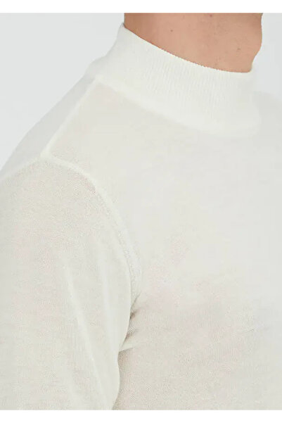 Ramsey Πλεκτό πουλόβερ από 100% μαλλί με μισό ζιβάγκο εκρού