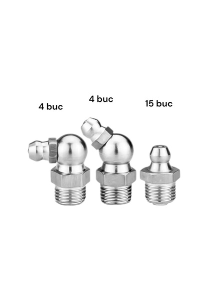 OEM Grease nipple kit with needle, nipples, head straightener, 90 degree elbow nipple adapter