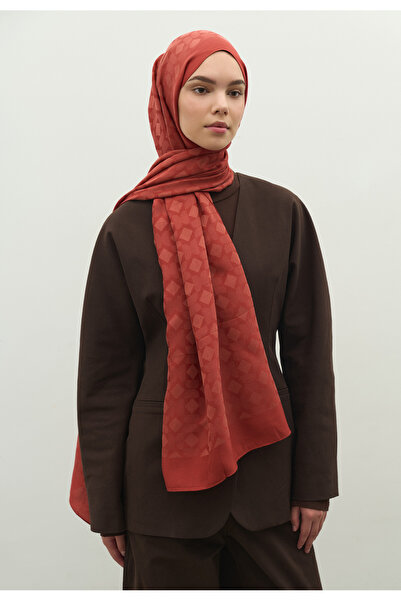 Fresh Oslo Cotton Flower Jacquard Shawl Soft Red