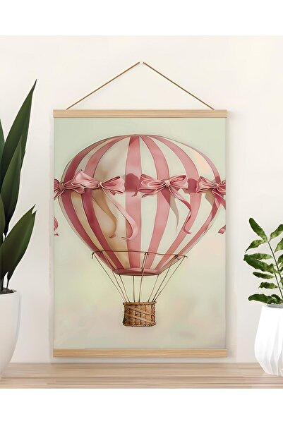 idealizbiz Αφηρημένη αφίσα σε καμβά με ροζ ιπτάμενο μπαλόνι