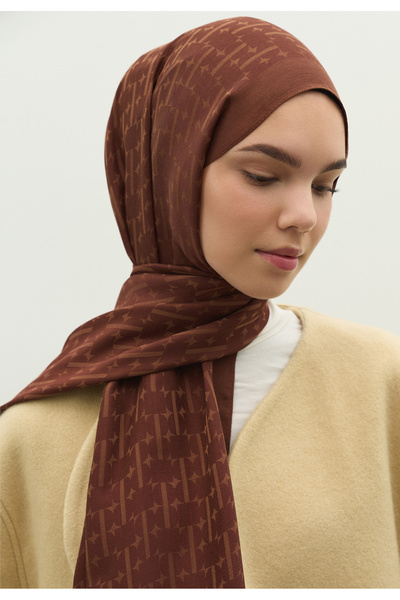 Freshscarfs Monogram Cotton Floch Jacquard Shawl Tree Bark