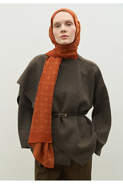 Fresh Oslo Cotton Flower Jacquard Shawl Cinnamon Shell