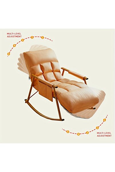 Roam shop Modern Rocking Recliner Chair with Ottoman – Upholstered Fabric Lounge Chair with High Back orange