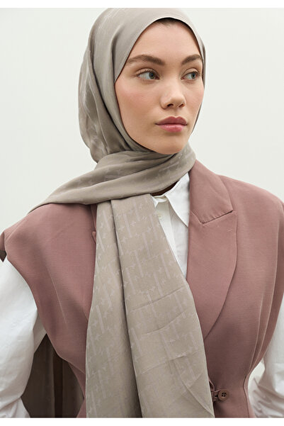 Freshscarfs Monogram Cotton Flosh Jacquard Shawl Silver