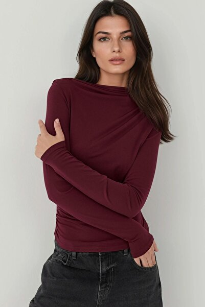 Hiccup Ruched Detail Boat Neck Blouse