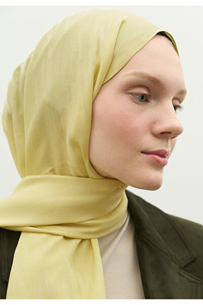 Freshscarfs Nara Cotton Floş Jacquard Shawl Soft Yellow