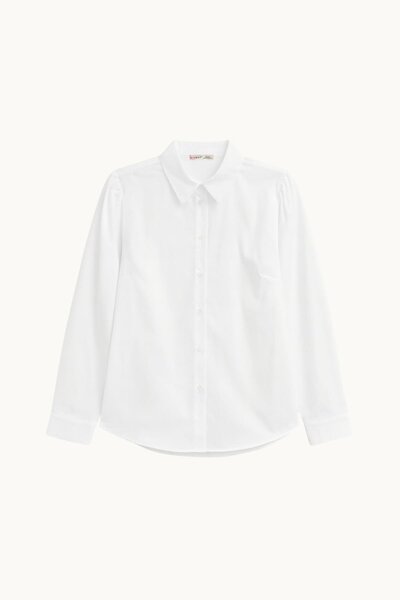 Mixray 4748 Γυναικείο πουκάμισο με μανίκια με μπαλόνια Basic Fit Λευκό