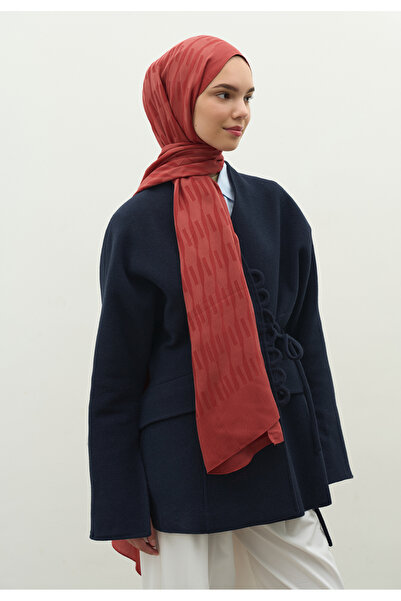 Freshscarfs Nara Cotton Flower Jacquard Shawl Soft Red