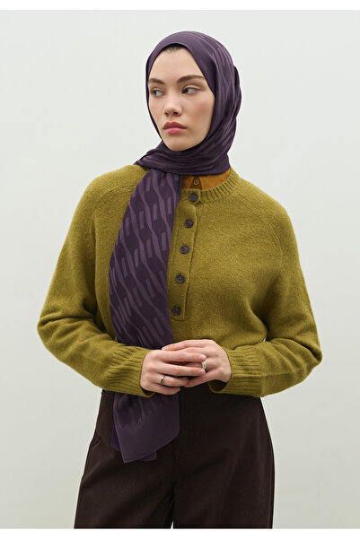 Freshscarfs Nara Cotton Flower Jacquard Shawl Eggplant Purple