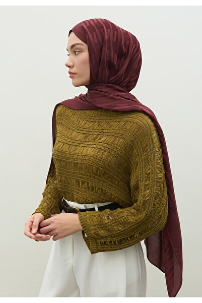 Freshscarfs Nara Cotton Flower Jacquard Shawl Plum Rot