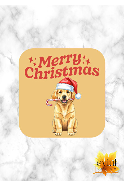 Eylül Design New Year's Themed Merry Christmas Fun Special Design Printed Mdf Square Coaster New Year's Gift