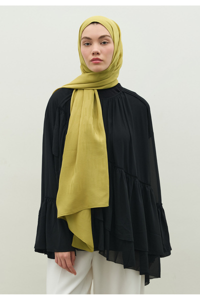 Freshscarfs Nara Cotton Flower Jacquard Shawl Sweet Yellow