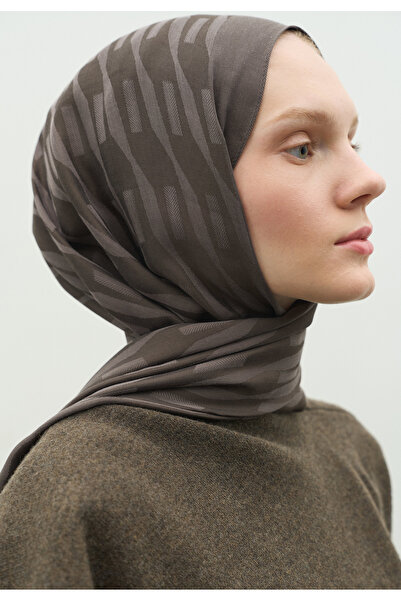 Freshscarfs Nara Cotton Flower Jacquard Shawl Smoke