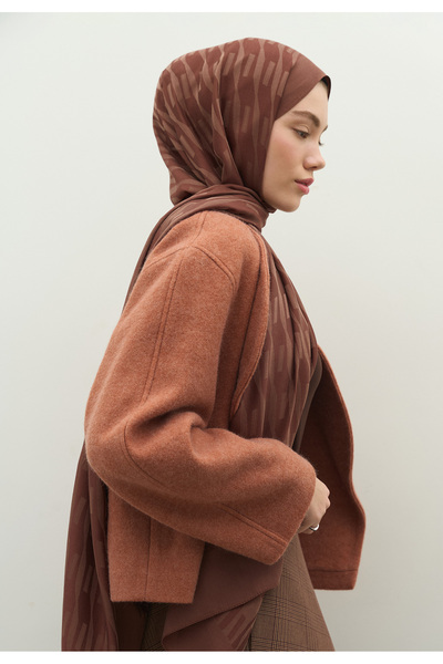 Freshscarfs Nara Cotton Floş Jacquard Shawl Cocoa