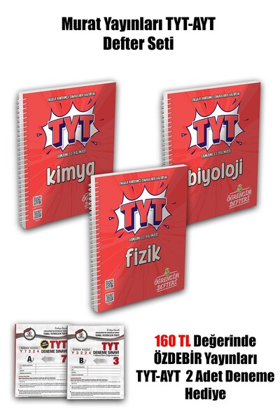 Murat Yayınları 2026 TYT Fizik - TYT Biyoloji - TYT Kimya Öğrencim Defteri /S...