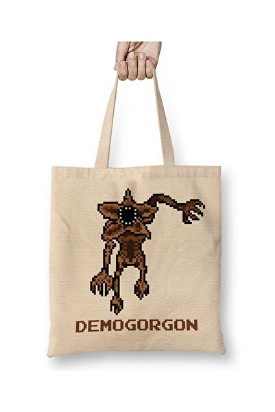 Toyaso Stranger Things Demogorgon Pixellated White Tote Bag Long Handle Shopping Bag Beach Bag