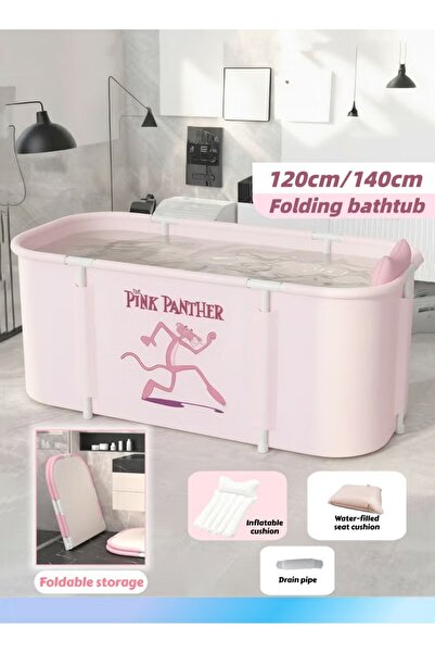 Generic Foldable Bathtub Extra Large Freestanding Soaking Bathing Tub SPA Tub for Hot Ice Bath Pink